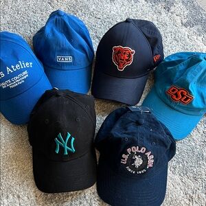 Six baseball caps